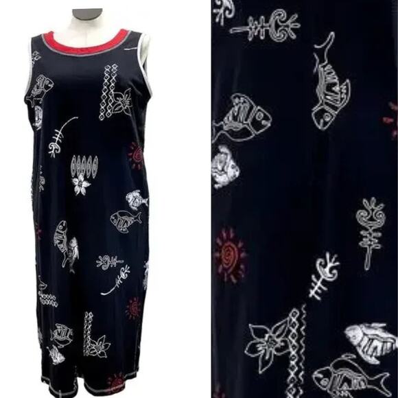 Original Copa Cabana Size XL Tank Dress Beach Tropical Fish USA Vintage READ - Picture 1 of 13